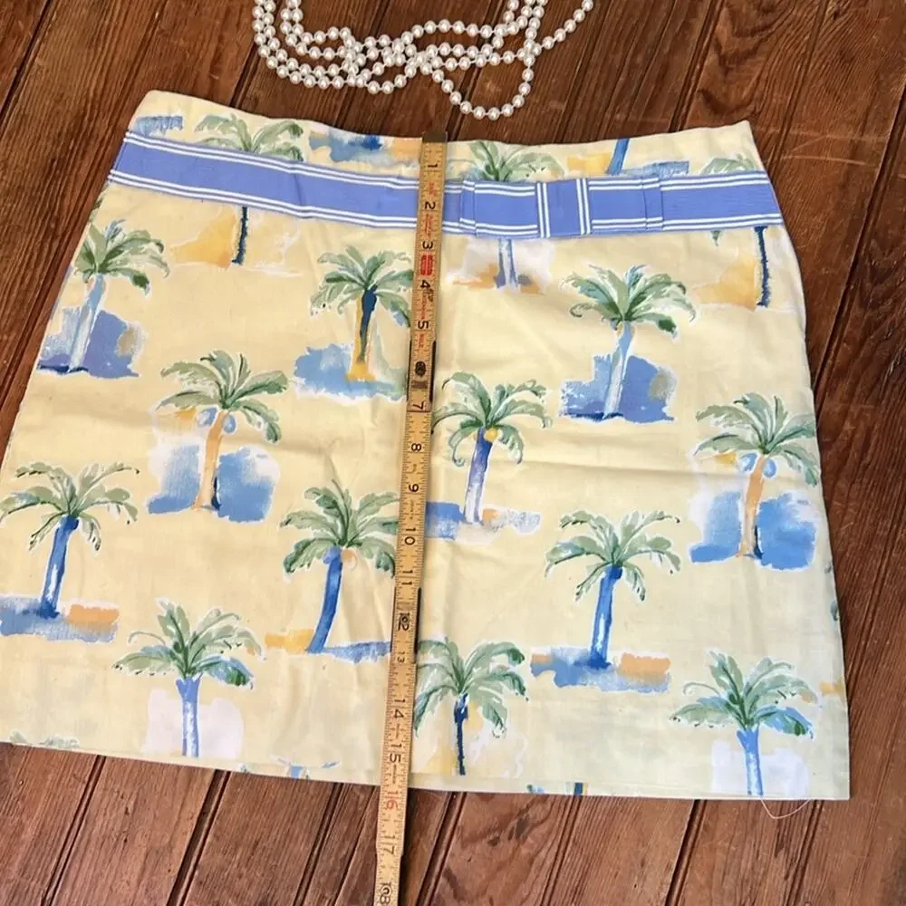 Women’s preppy mini skirt palm trees Molly B yellow size 8 made in USA - Picture 4 of 7